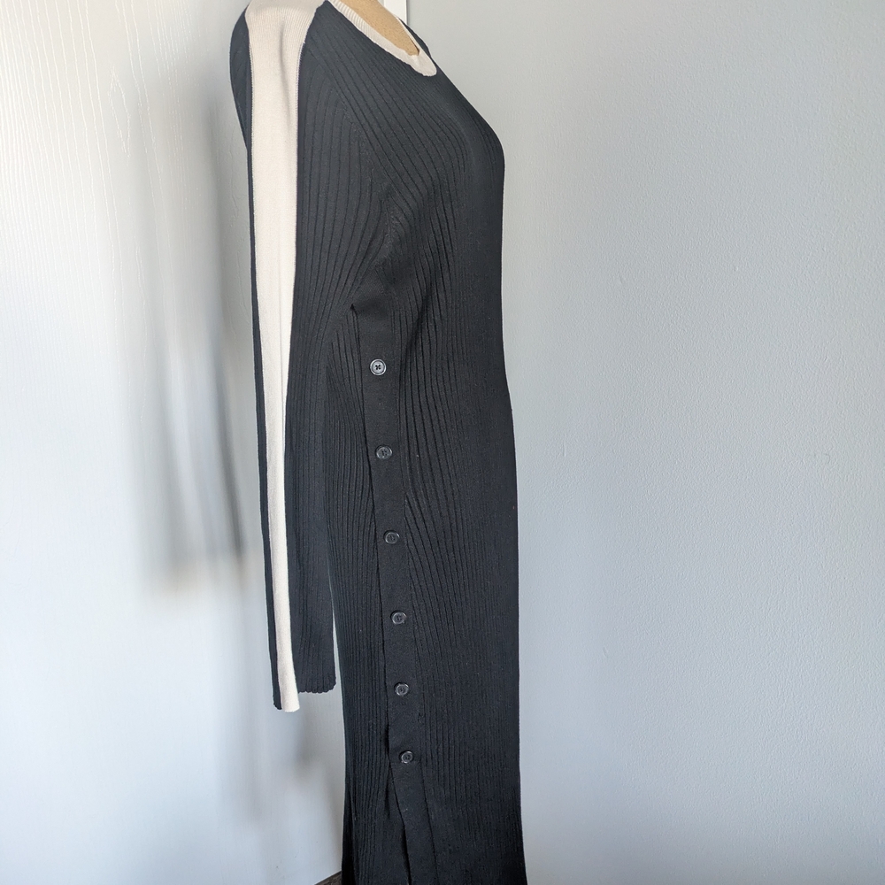 Chic Black and White Long Sleeve Dress - Picture 2 of 6